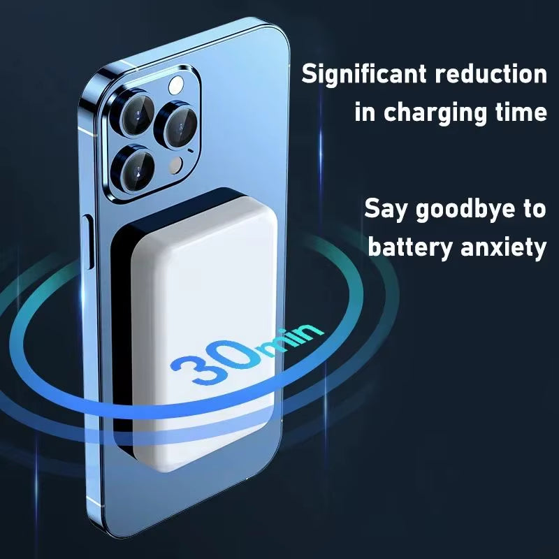 5000mAh Magnetic Power Bank - Portable Wireless Charger for iPhone 15 Series and Samsung - Fast Charging, Sleek Design