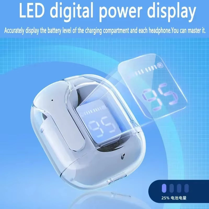 Experience Unmatched Sound with the Original T2 Wireless Bluetooth Earphones - Transparent HIFI Design with LED Power Display for Ultimate Audio Enjoyment!
