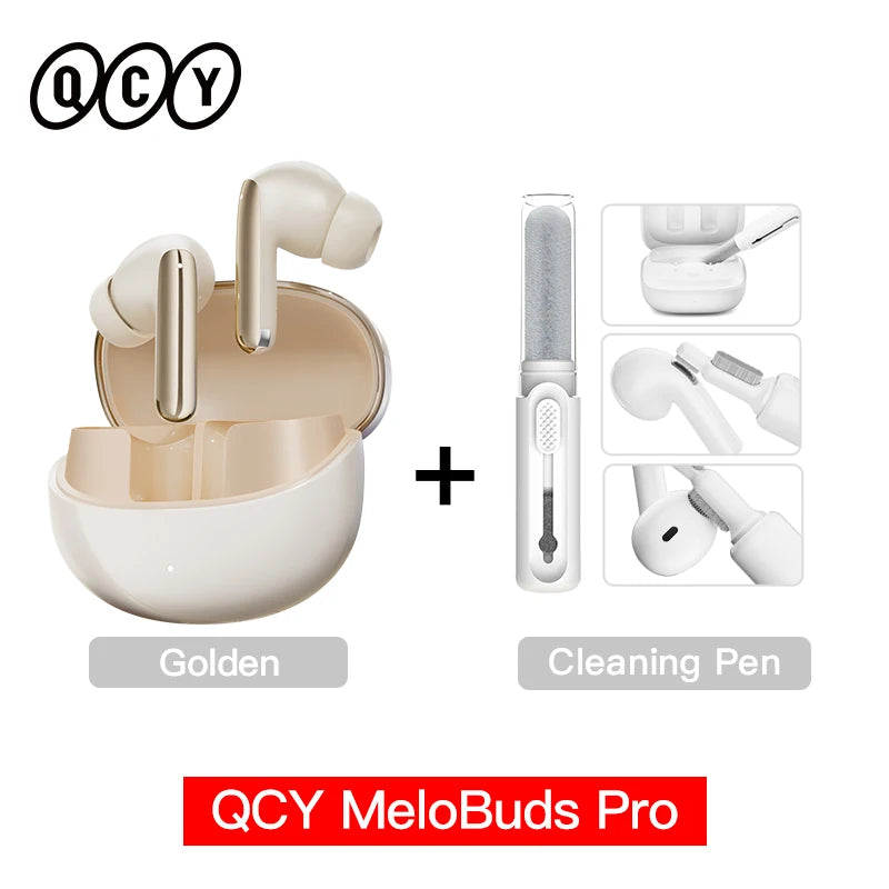 Experience Unmatched Sound Quality with QCY MeloBuds Pro ANC Bluetooth 5.3 Earphones - 34 Hours of Playtime, 6 Mic Technology, and Adaptive Noise Cancellation