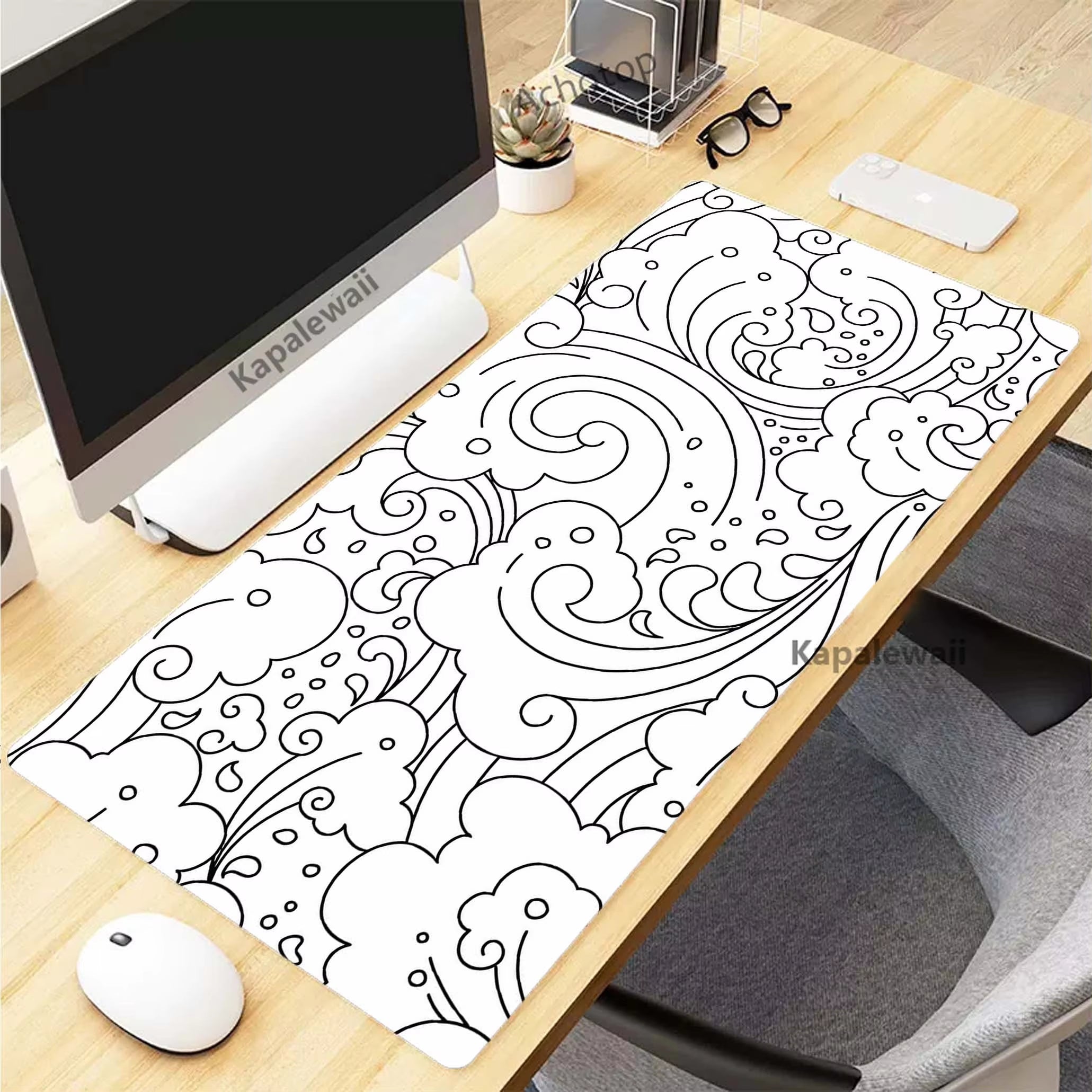 Elevate Your Gaming Experience with the Black and White Topographic Map XXL Mouse Pad - Perfect for Precision and Comfort!